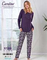 Caroline Dames Pyjama Set, Paars, Maat XL, Hoge Kwaliteit