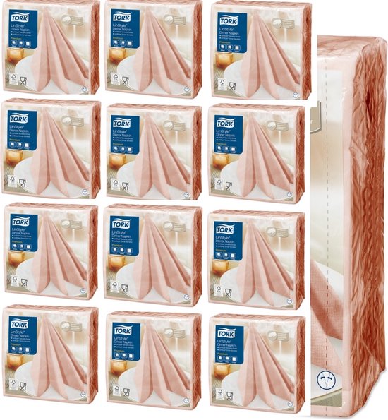 TORK LinStyle® Dinnerservet koraal 39 X 39cm 1 verpakking met 50 servetten van Tork — afbeelding 3