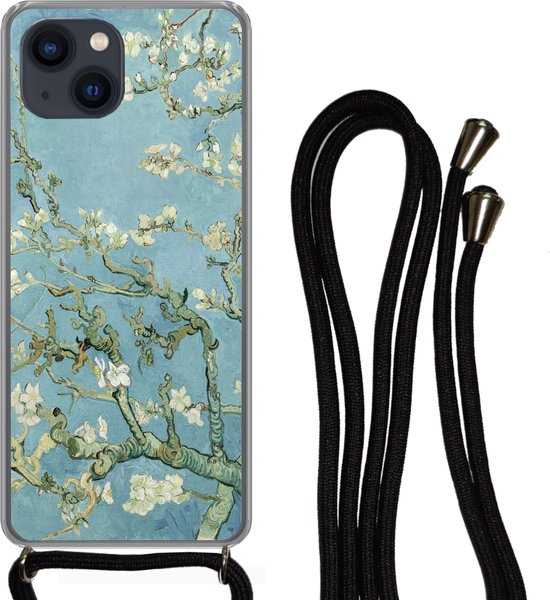 Telefoonkoord - Telefoonketting - Telefoonhoesje Geschikt voor iPhone 13 - Amandelbloesem - Van Gogh - Kunst - Siliconen - Crossbody - Telefoonhoesje met koord Telefoonhoesje