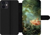 Bookcase Geschikt voor iPhone 12 telefoonhoesje - De schommel - Jean-Honoré Fragonard - Kunstwerk - Met vakjes - Wallet case met magneetsluiting
