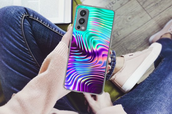 Telefoonhoesje Geschikt voor OnePlus Nord 2 5G hoesje - Kunst - Golf - Psychedelisch - Siliconen Telefoonhoesje