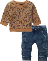 Noppies - Kledingset - 2delig - Sweater bruin - Sweatpants Dark Sapphire - Maat 62
