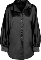 Oversized satin blouse black