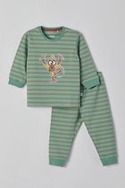 Woody - Unisex Pyjama - zeegroen fijn gestreept - mandril - 221-3-PZL-Z/978 - 18m