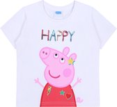 Wit T-shirt voor meisjes met pailletten - Peppa Pig / 116 cm
