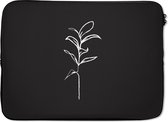 Laptophoes 14 inch - Planten - Line art - Zwart - Wit - Laptop sleeve