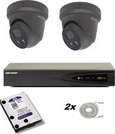 Hikvision noir avec 2 caméras tourelle DS-2CD2346G2-I 4mp 2.8mm Ultra Low Light, 1 enregistreur 4 canaux DS-7604NI-K1/4P, 1 x HD de 1 To