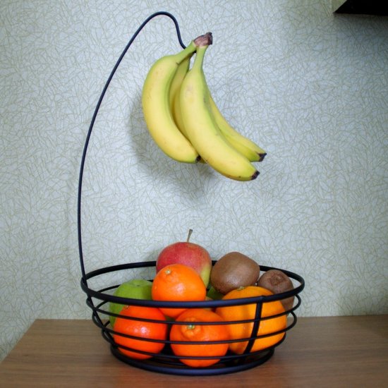 Cosy&Trendy fruitmand met banaanhouder - Ø 28 x 40 cm - Zwart - Cosy&Trendy