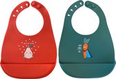 Slabbetjes - silicone - baby - set van 2 - met opvangbakje