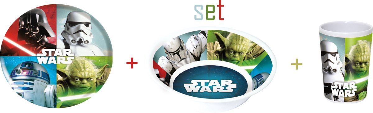 Disney Star Wars Set Ontbijt - Bord - Beker - Kom - Jongens - Eetservies