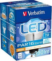 Verbatim - LED light bulb - shape: PAR16 - GU10 - 7 W ( equivalent 50 W ) - warm white light - 3000 K