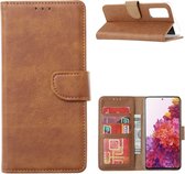 LuxeBass Hoesje geschikt voor Samsung Galaxy S20FE - Bookcase Bruin - portemonnee hoesje - telefoonhoes - gsm hoes - telefoonhoesjes