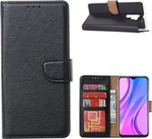 LuxeBass Hoesje geschikt voor Xiaomi Redmi 9 - Bookcase Zwart - portemonnee hoesje - bookcase - boekhoesje - book case - boek hoesje