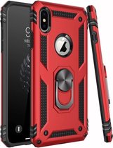 LuxeBass Hoesje geschikt voor iPhone X/Xs Max Hoesje - Anti-Shock Hybrid Ring Armor rood