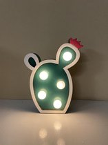 LED Houten cactus lamp - 5 LED - warm witte verlichting - Hoogte 13x10x2.5cm - Decoratieve verlichting - Woonaccessoires