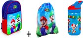 3 delige Super Mario set - rugzak - gymzak - Tritan drinkfles - 480 ml