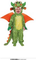 Guirca - Draak Kostuum - Baby Draak Spuwt Geen Vuur Kind Kostuum - groen,oranje - 12 - 18 maanden - Halloween - Verkleedkleding