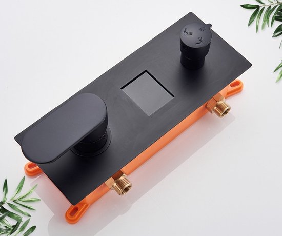 SaniSupreme® Doucheset Genua Premium de Luxe LCD 10 inch regendouche vierkant 2-weg zwart inbouw