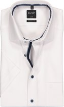 OLYMP Luxor modern fit overhemd - korte mouw - wit structuur (contrast) - Strijkvrij - Boordmaat: 38