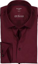 OLYMP Luxor 24/Seven modern fit overhemd - bordeaux rood tricot - Strijkvriendelijk - Boordmaat: 40