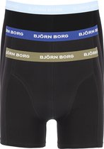 Björn Borg boxershorts Essential  (3-pack) - heren boxers normale lengte - zwart met gekleurde tailleband -  Maat: XL