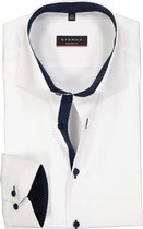 ETERNA modern fit overhemd - fijn Oxford heren overhemd - wit (blauw gestipt contrast) - Strijkvrij - Boordmaat: 38