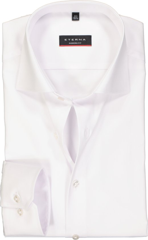 ETERNA Modern Fit overhemd - niet doorschijnend wit twill - Strijkvrij - Boordmaat: