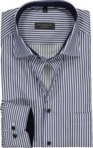 ETERNA comfort fit overhemd - twill heren overhemd - blauw met wit gestreept (contrast) - Strijkvrij - Boordmaat: 41