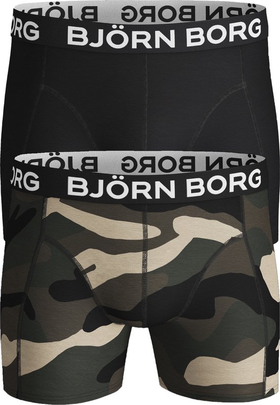 Björn Borg boxershorts Core (2-pack) - heren boxers normale lengte - camouflage en zwart - Maat: L
