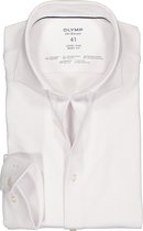 OLYMP Level 5 24/Seven body fit overhemd - mouwlengte 7 - wit tricot - Strijkvriendelijk - Boordmaat: 38
