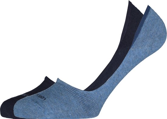 Calvin Klein Luca herensokken (2-pack) - onzichtbare sneakersokken - navy en jeansblauw -  Maat:
