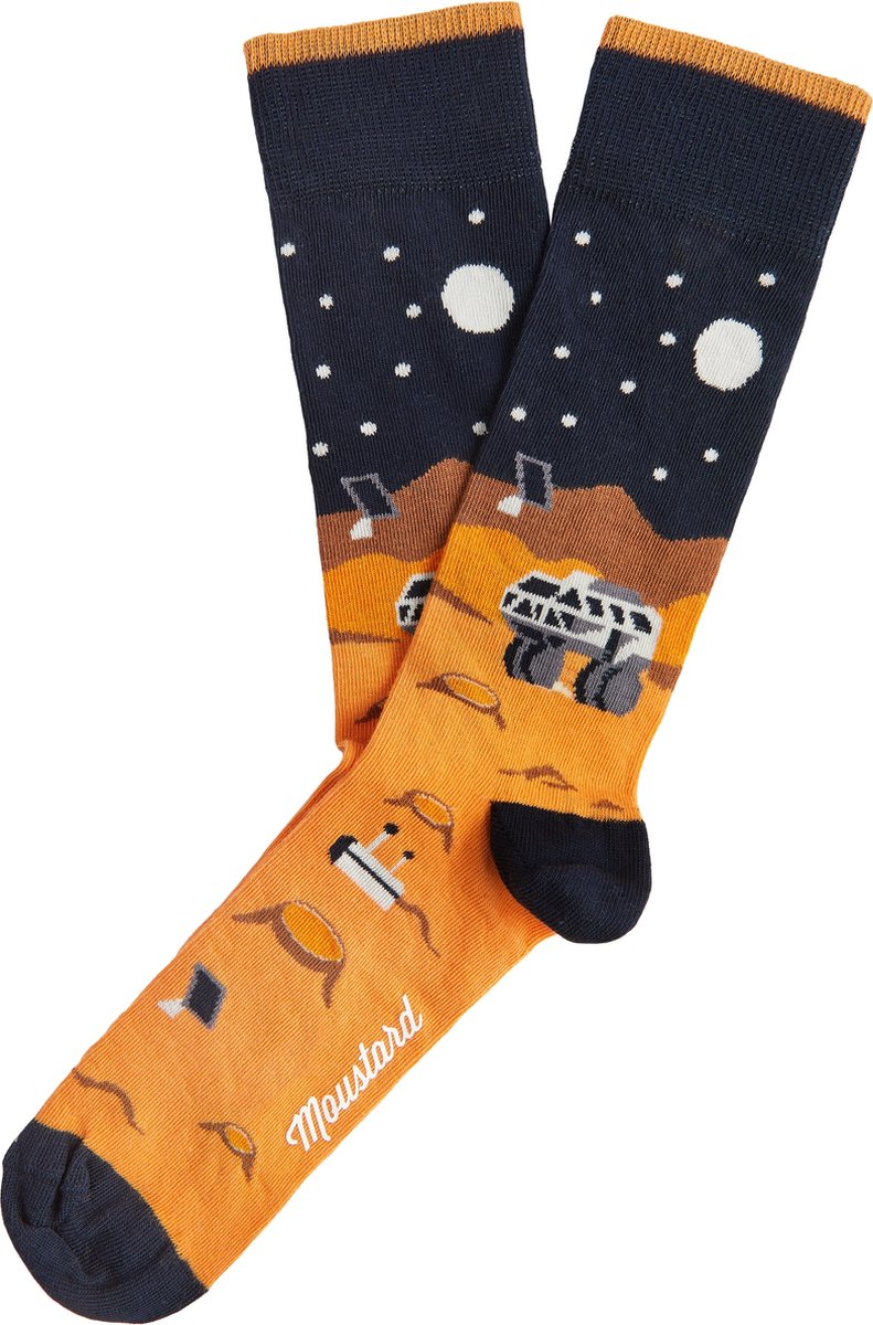 Moustard grappige sokken giftbox martian unisex