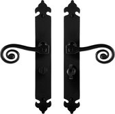GPF6200.60 smeedijzer zwart Kera deurkruk op langschild WC55/8, 291x41x4mm