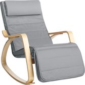 FURNIBELLA-Schommelstoel schommelstoel, met armleuningen van berkenhout, schommelstoel, 5-traps verstelbare voetensteun, relaxstoel, belastbaar tot 150 kg, woonkamer, slaapkamer, l