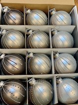 S&L Luxe Christmas Gifts kerstballenset met glitters - 12stuks - 8cm - kerstversiering - kerstballen