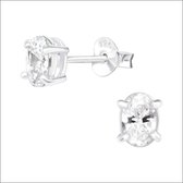 Aramat jewels ® - Ovale oorbellen transparant zirkonia 925 zilver 6x4mm