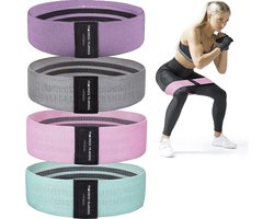 Progress training Designed by Fitnation® - Weerstandsbanden - Booty Band - Resistance band - Fitness elastiek - 4 Stuks - Roze - Inclusief Opslagzakje
