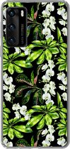 Telefoonhoesje Geschikt voor Huawei P40 hoesje - Blad - Orchidee - Patronen - Siliconen Telefoonhoesje
