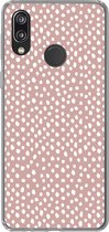 Geschikt voor Huawei P20 Lite (2020) hoesje - Stippen - Wit - Roze - Siliconen Telefoonhoesje