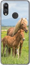Geschikt voor Huawei P20 Lite (2020) hoesje - Paarden - Veulen - Berg - Siliconen Telefoonhoesje
