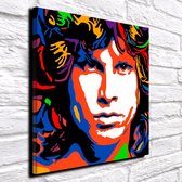 Jim Morrison Pop Art Acrylglas - 80 x 80 cm op Acrylaat glas + Inox Spacers / RVS afstandhouders - Popart Wanddecoratie