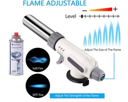 Gasbrander + 1 Hendi Gasfles - Aansteker - Creme Brulee Brander - Soldeer - Keukenbrander - Camping