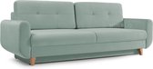 InspireMe- 3-zitsbank van Velvet voor woonkamer, slaapbank, sofa met slaapfunctie en opbergruimte, moderne bank, 3-zits - 232x91x89 cm, 200x142cm - SAPHIR (Mintgroen)