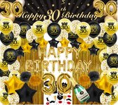 30 jaar verjaardag versiering - 30 Jaar Feest Verjaardag Versiering Set 87-delig  - Happy Birthday Slinger & Ballonnen - Decoratie Man Vrouw - Zwart en Goud