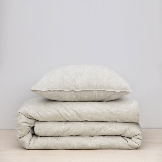 Damai dekbedovertrek Ebba - Biologisch Katoen - 200x200/220 cm - Beige + 2 kussenslopen 60x70 van Damai — afbeelding 2