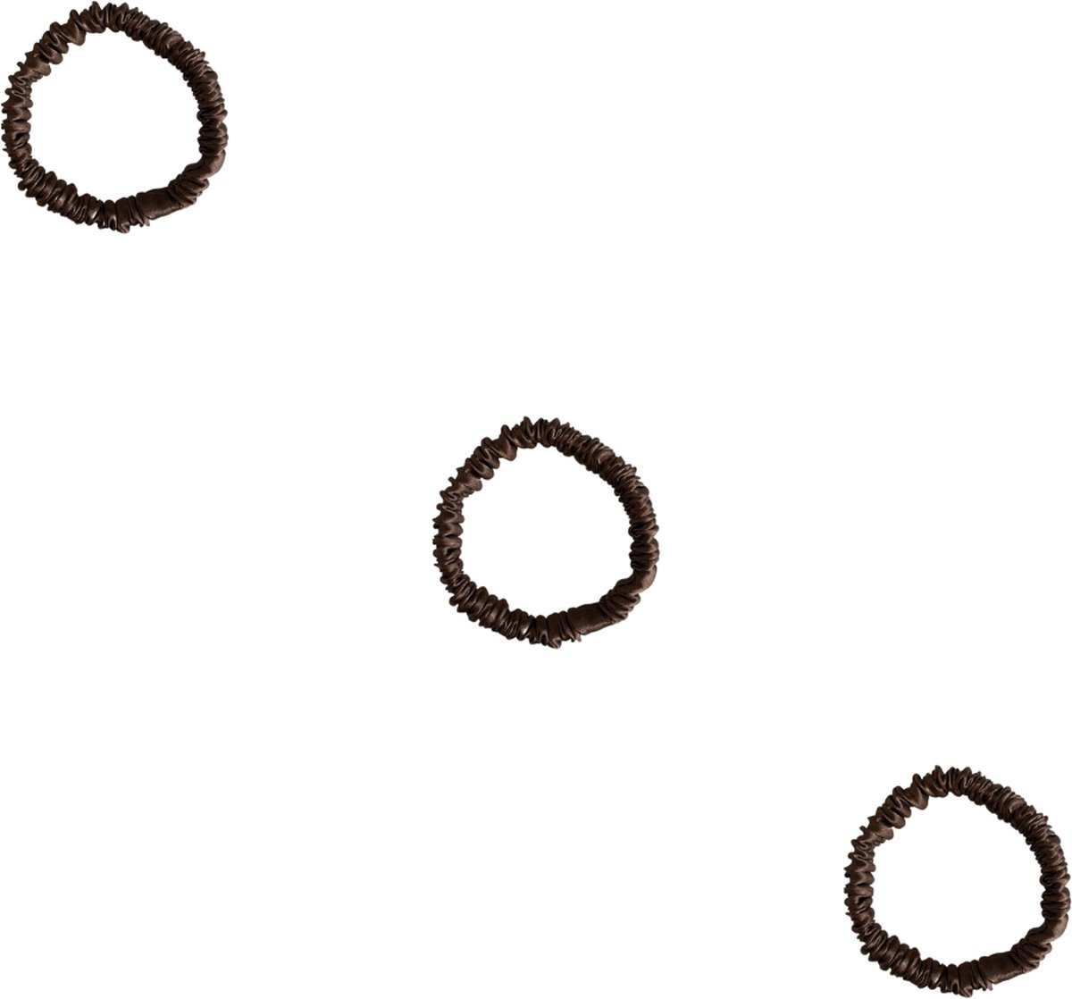 YOSMO - Zijden haar elastiek - Scrunchies - Kleur bruin - 100% moerbei zijde - 3 stuks