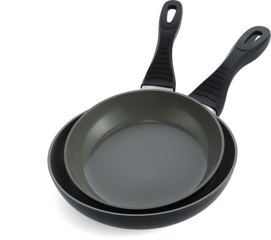 RIOVARM 28 cm hoge inductie koekenpan, anti-aanbaklaag, koekenpan met deksel, graniet PFOA-vrije eierpannen, omeletpan met bakeliet handvat van Woodgrain, keukenartikelen, cadeau