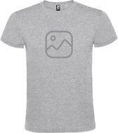 Grijs  T shirt met  " Geen foto icon " print Zilver size L