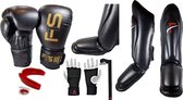 FT 4pcs Pack / Boxing Gloves /14 Oz/ Teeth Protection / Hand Wrap/Shin Guard L