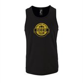 Zwarte Tanktop sportshirt met "Member of the Beer club" Print Goud Size S